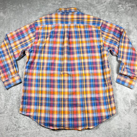Brooks Brothers Men’s L Blue Orange Plaid Button Down Long Sleeve Shirt - Picture 8 of 11
